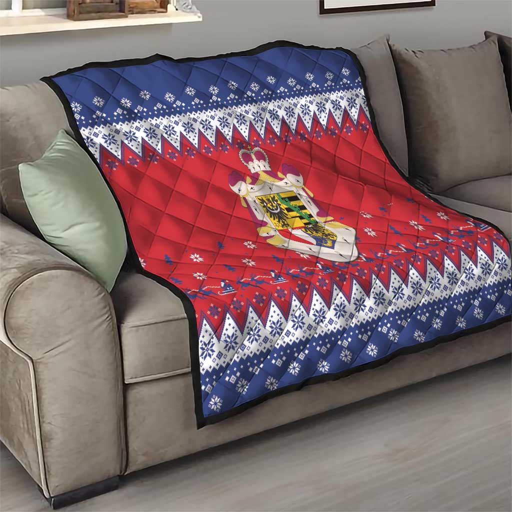 Liechtenstein Christmas Quilt Coat Of Arms Frohe Weihnachten - Wonder Print Shop