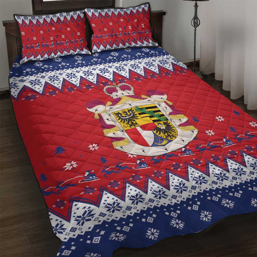 Liechtenstein Christmas Quilt Bed Set Coat Of Arms Frohe Weihnachten - Wonder Print Shop