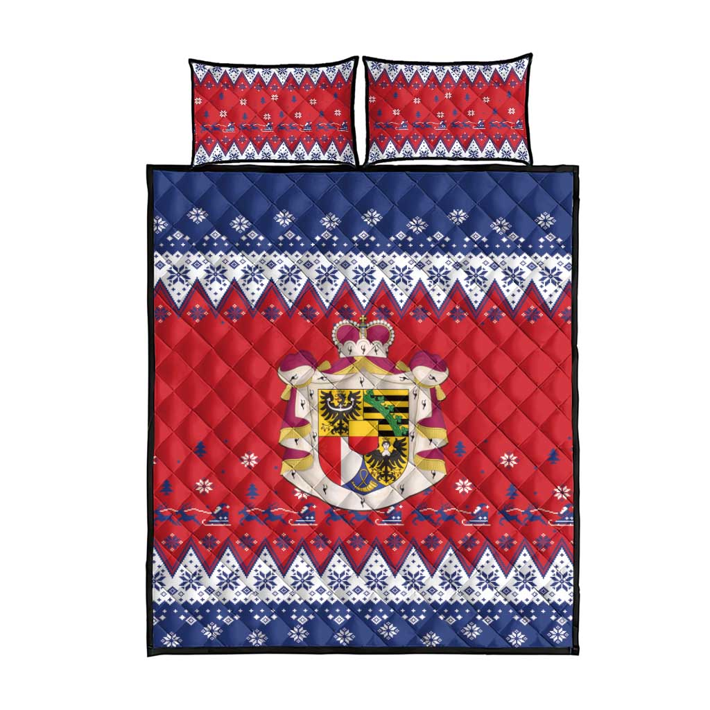 Liechtenstein Christmas Quilt Bed Set Coat Of Arms Frohe Weihnachten - Wonder Print Shop