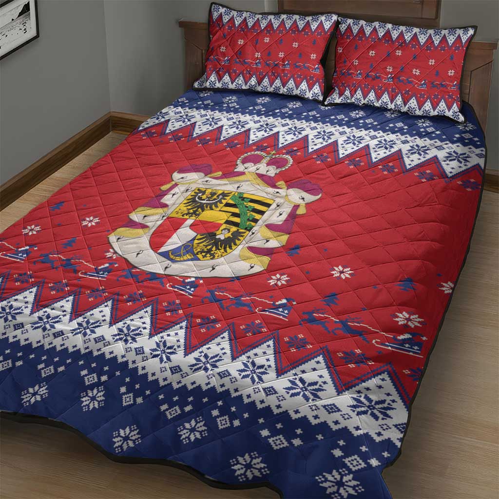 Liechtenstein Christmas Quilt Bed Set Coat Of Arms Frohe Weihnachten - Wonder Print Shop