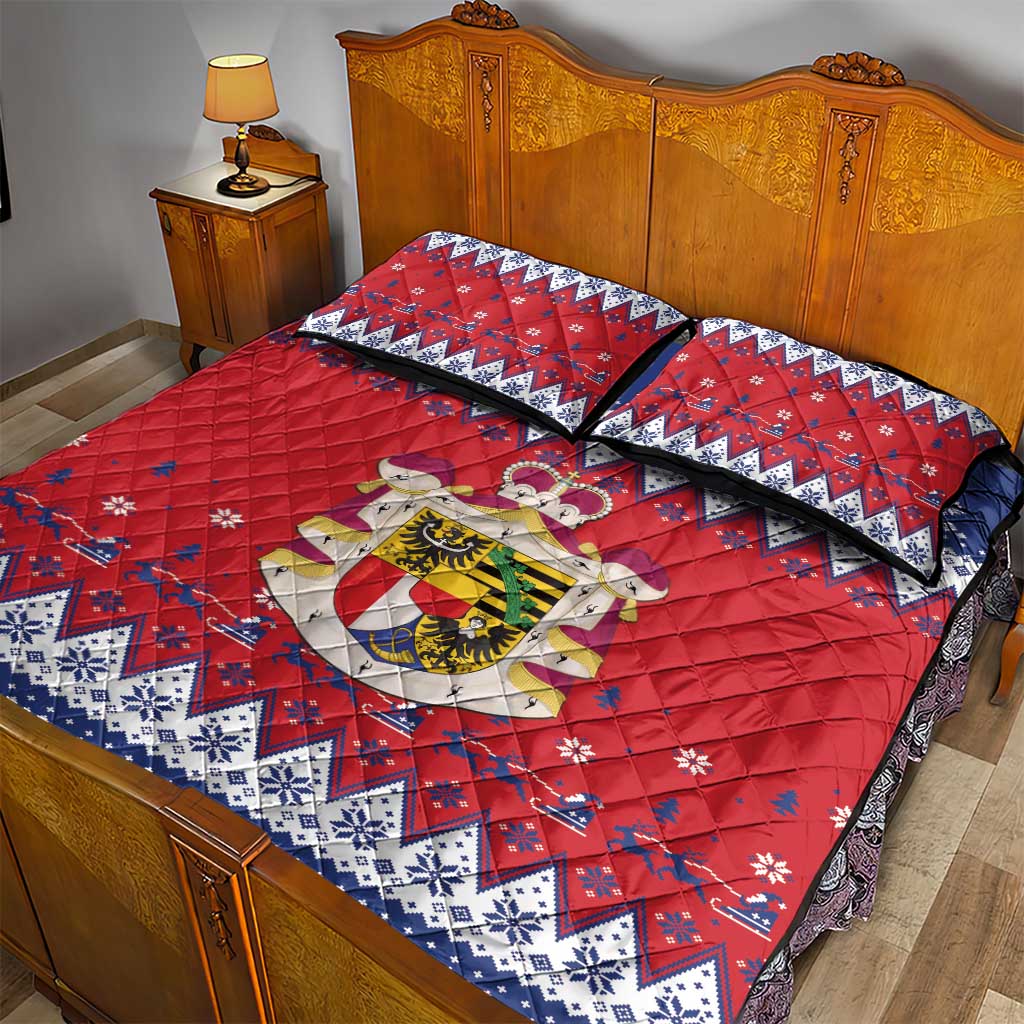 Liechtenstein Christmas Quilt Bed Set Coat Of Arms Frohe Weihnachten - Wonder Print Shop