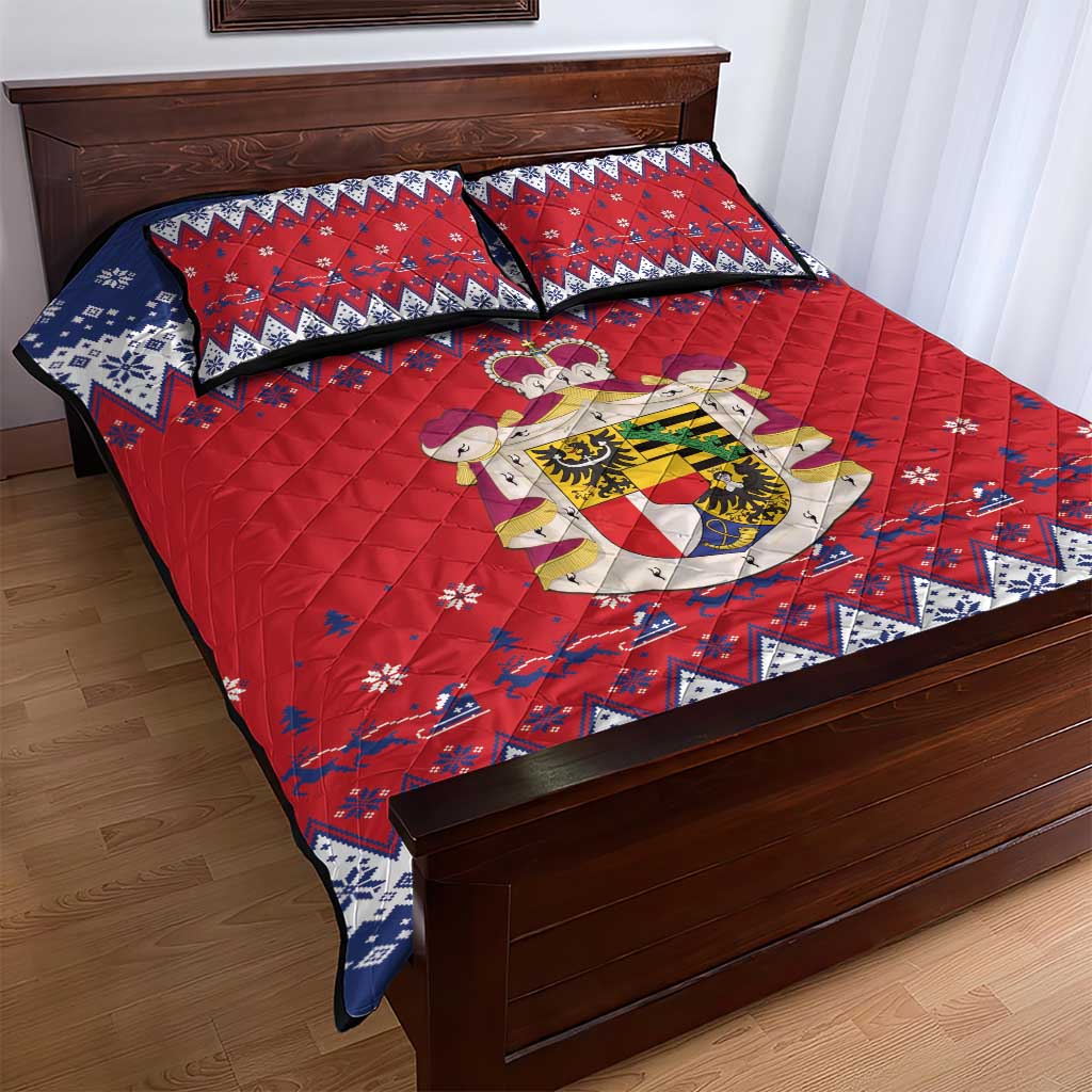 Liechtenstein Christmas Quilt Bed Set Coat Of Arms Frohe Weihnachten - Wonder Print Shop
