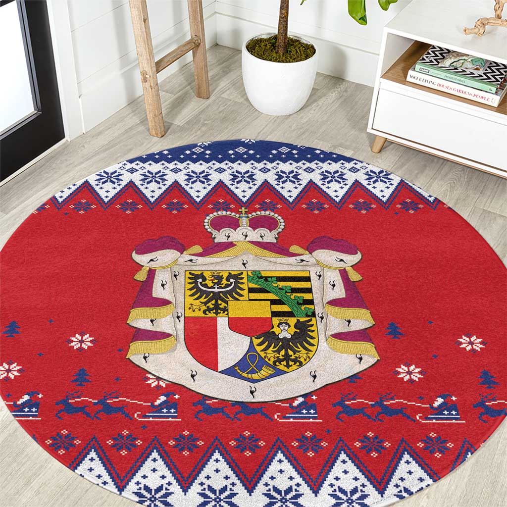 Liechtenstein Christmas Round Carpet Coat Of Arms Frohe Weihnachten - Wonder Print Shop
