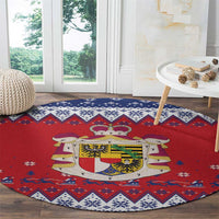 Liechtenstein Christmas Round Carpet Coat Of Arms Frohe Weihnachten - Wonder Print Shop