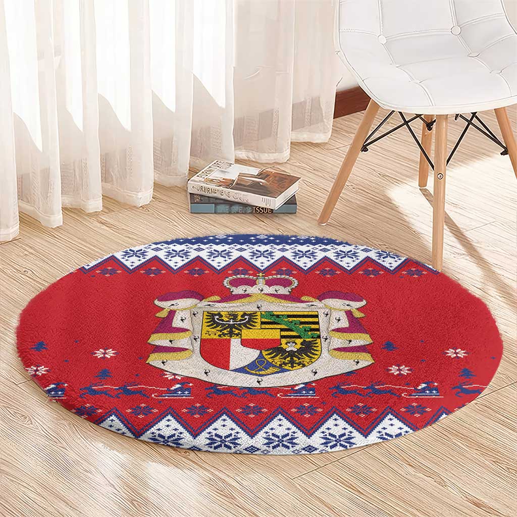 Liechtenstein Christmas Round Carpet Coat Of Arms Frohe Weihnachten - Wonder Print Shop