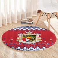 Liechtenstein Christmas Round Carpet Coat Of Arms Frohe Weihnachten - Wonder Print Shop
