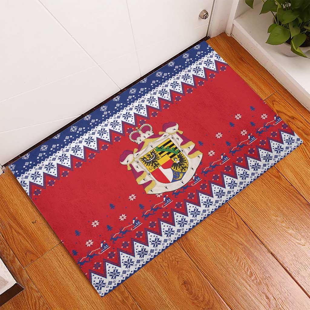 Liechtenstein Christmas Rubber Doormat Coat Of Arms Frohe Weihnachten - Wonder Print Shop