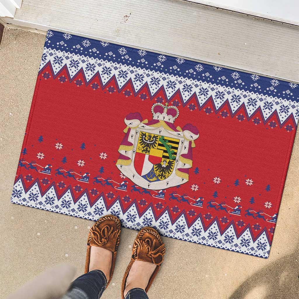 Liechtenstein Christmas Rubber Doormat Coat Of Arms Frohe Weihnachten - Wonder Print Shop