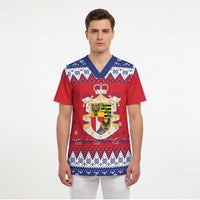 Liechtenstein Christmas Scrub Top Coat Of Arms Frohe Weihnachten - Wonder Print Shop