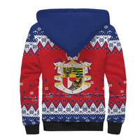 Liechtenstein Christmas Sherpa Hoodie Coat Of Arms Frohe Weihnachten - Wonder Print Shop