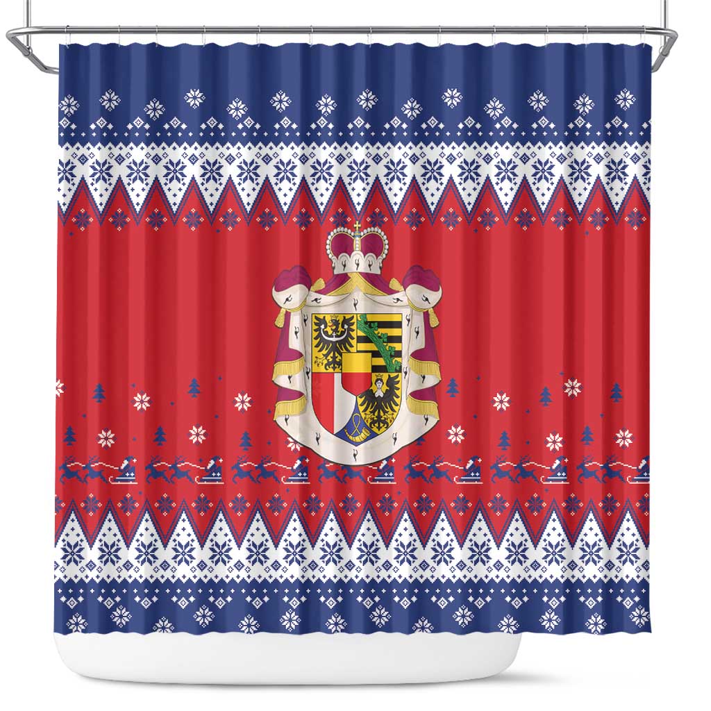 Liechtenstein Christmas Shower Curtain Coat Of Arms Frohe Weihnachten - Wonder Print Shop