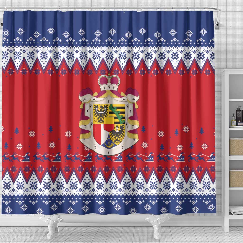 Liechtenstein Christmas Shower Curtain Coat Of Arms Frohe Weihnachten - Wonder Print Shop