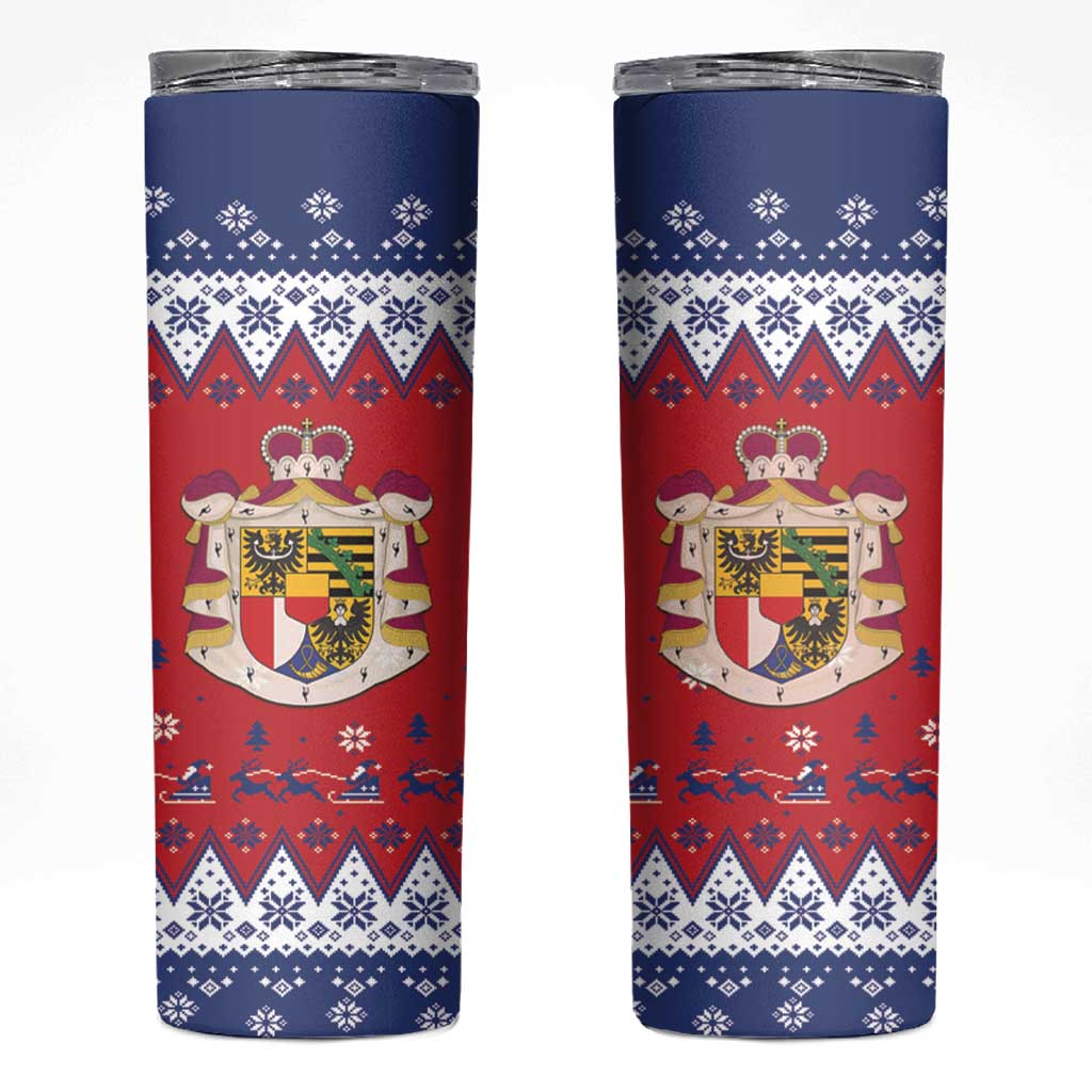 Liechtenstein Christmas Skinny Tumbler Coat Of Arms Frohe Weihnachten - Wonder Print Shop