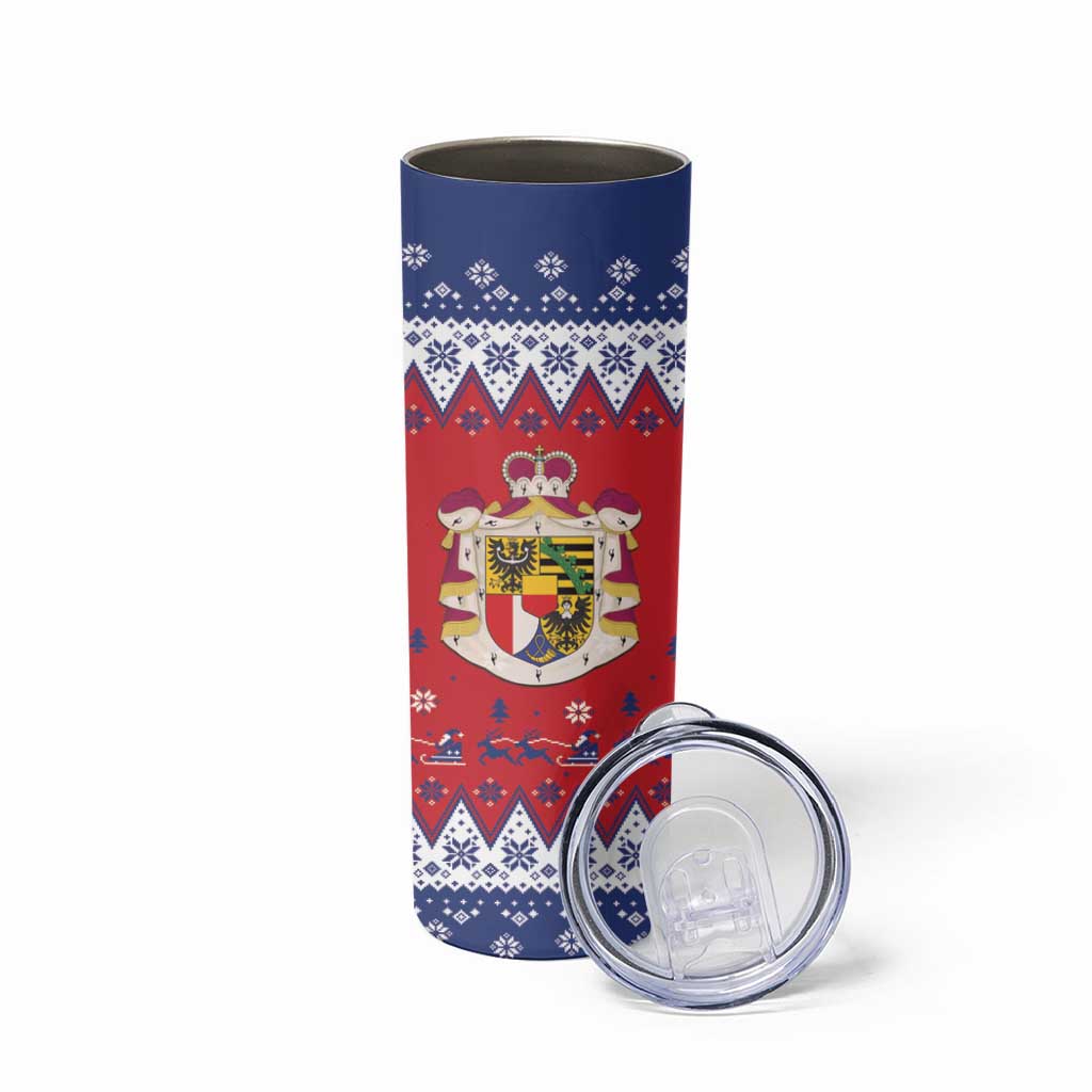 Liechtenstein Christmas Skinny Tumbler Coat Of Arms Frohe Weihnachten - Wonder Print Shop