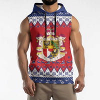 Liechtenstein Christmas Sleeveless Hoodie Coat Of Arms Frohe Weihnachten - Wonder Print Shop