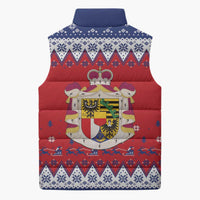 Liechtenstein Christmas Sleeveless Puffer Jacket Coat Of Arms Frohe Weihnachten - Wonder Print Shop