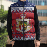 Liechtenstein Christmas Sleeveless Puffer Jacket Coat Of Arms Frohe Weihnachten - Wonder Print Shop