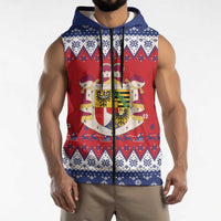 Liechtenstein Christmas Sleeveless Zip Hoodie Coat Of Arms Frohe Weihnachten - Wonder Print Shop