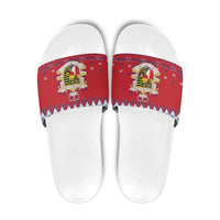 Liechtenstein Christmas Slide Sandals Coat Of Arms Frohe Weihnachten - Wonder Print Shop
