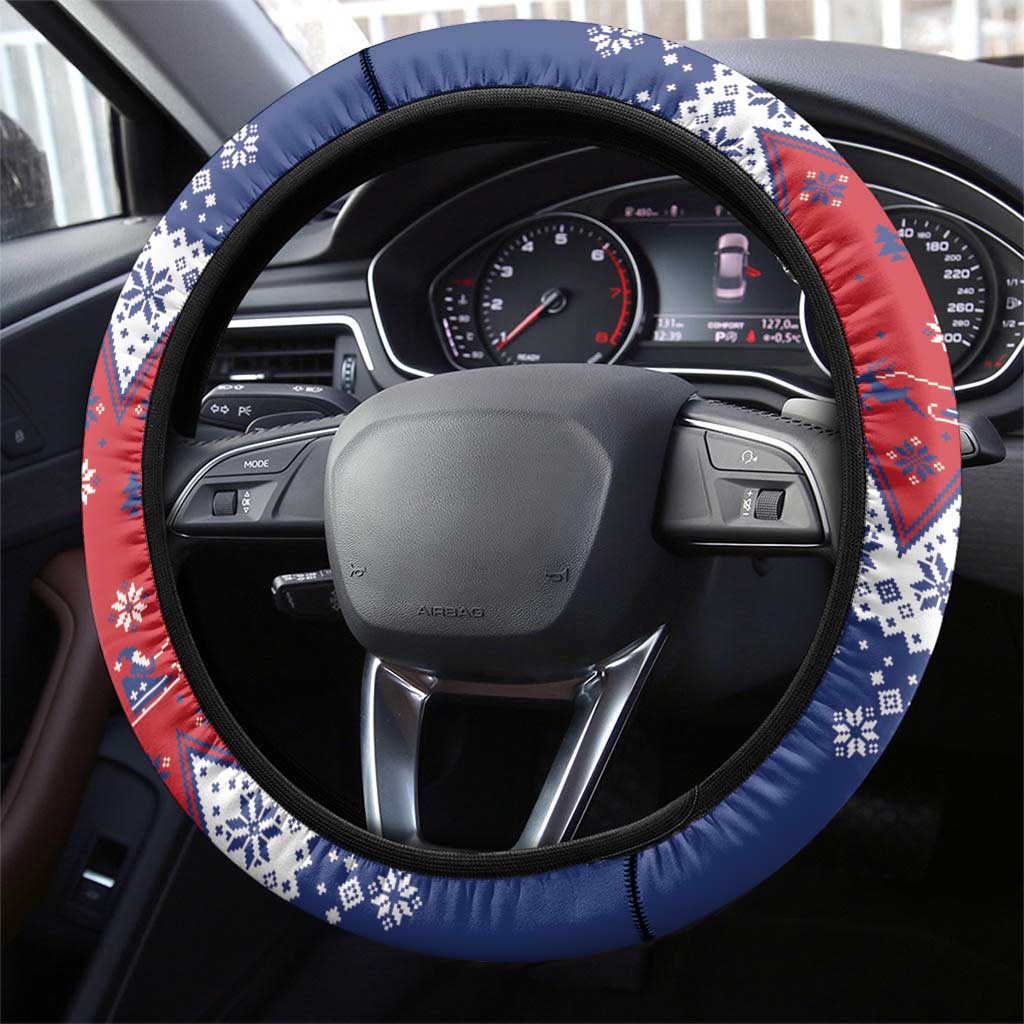Liechtenstein Christmas Steering Wheel Cover Coat Of Arms Frohe Weihnachten - Wonder Print Shop