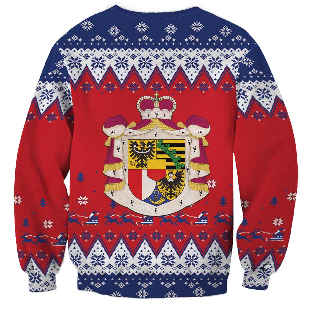 Liechtenstein Christmas Sweatshirt Coat Of Arms Frohe Weihnachten - Wonder Print Shop