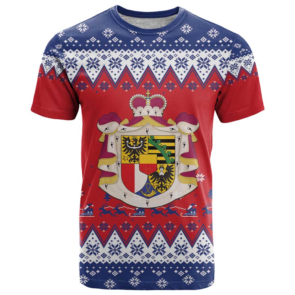 Liechtenstein Christmas T Shirt Coat Of Arms Frohe Weihnachten - Wonder Print Shop