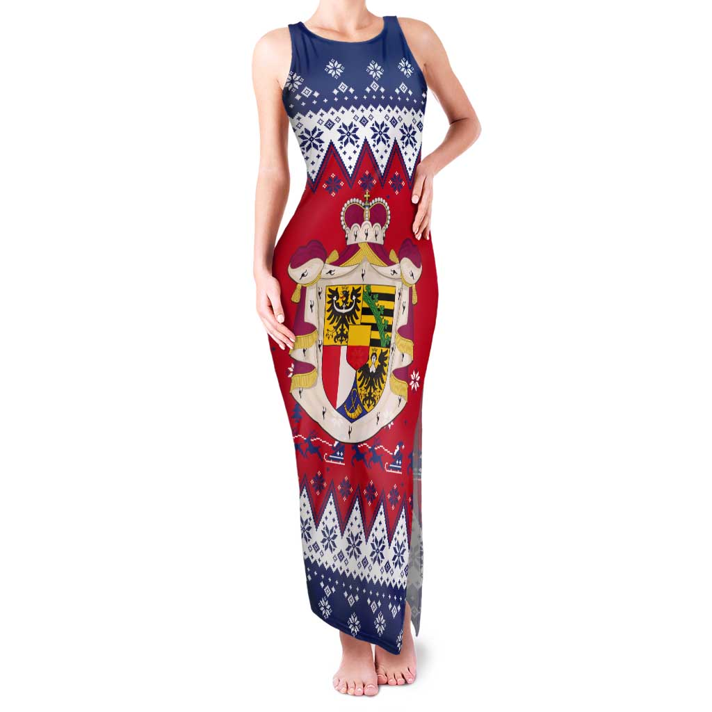 Liechtenstein Christmas Tank Maxi Dress Coat Of Arms Frohe Weihnachten - Wonder Print Shop