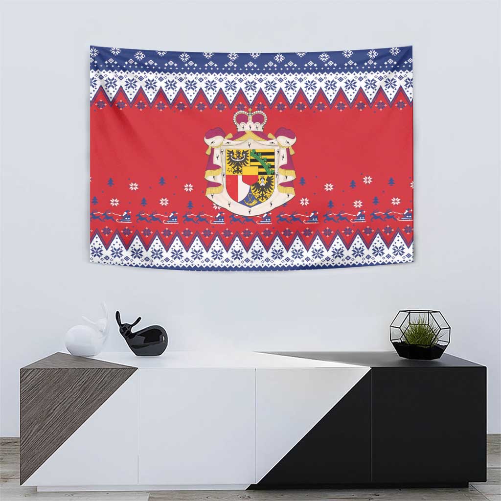 Liechtenstein Christmas Tapestry Coat Of Arms Frohe Weihnachten - Wonder Print Shop