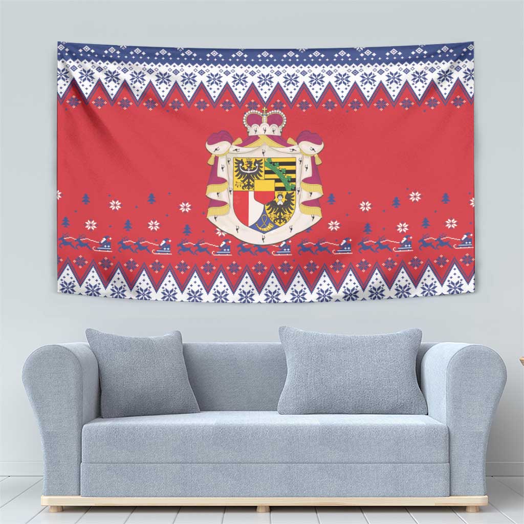 Liechtenstein Christmas Tapestry Coat Of Arms Frohe Weihnachten - Wonder Print Shop