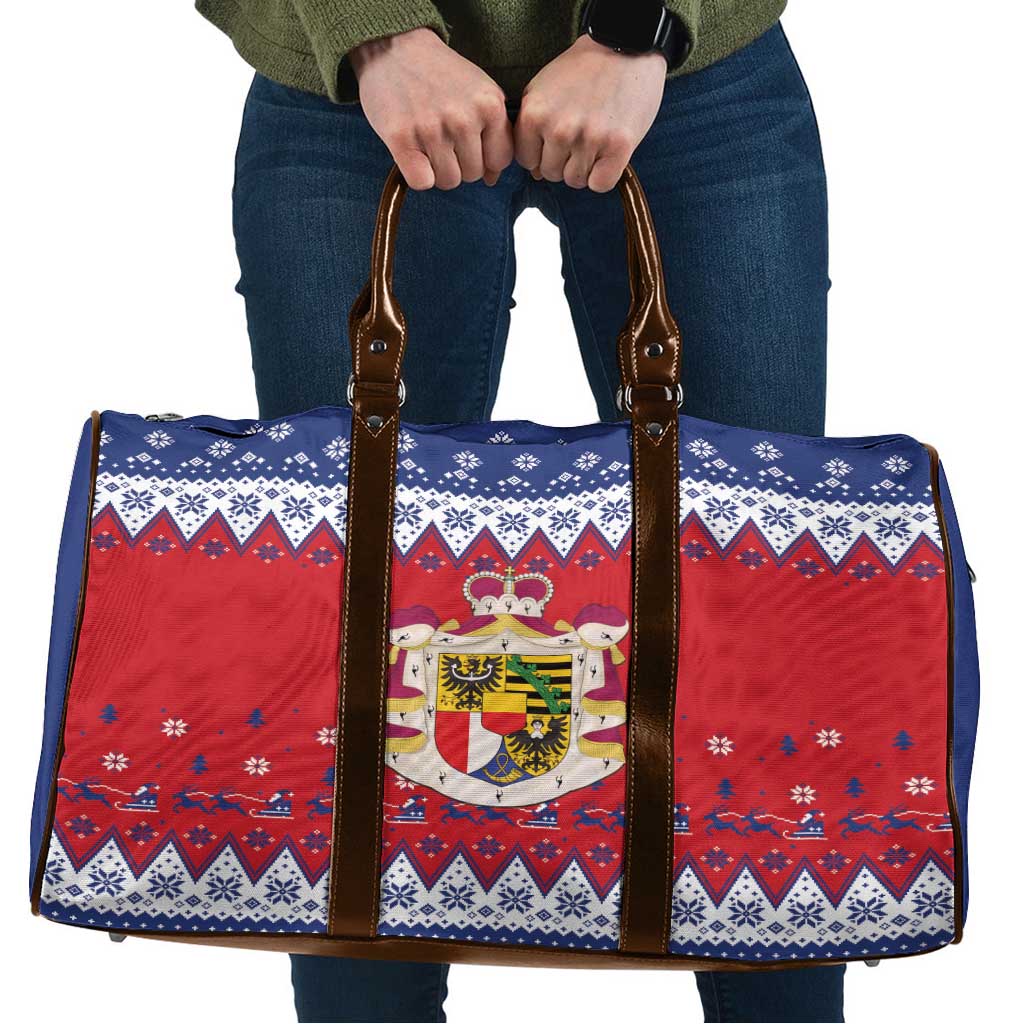 Liechtenstein Christmas Travel Bag Coat Of Arms Frohe Weihnachten - Wonder Print Shop