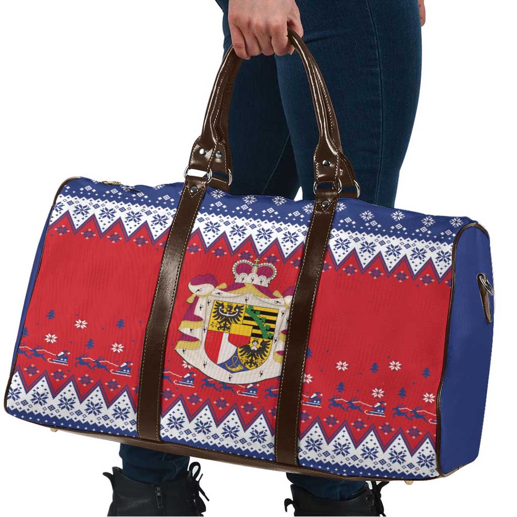 Liechtenstein Christmas Travel Bag Coat Of Arms Frohe Weihnachten - Wonder Print Shop
