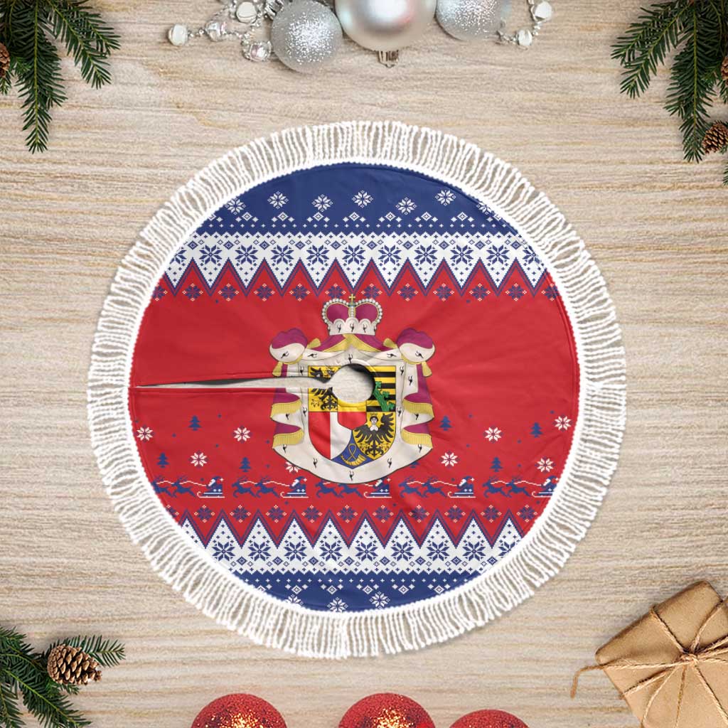 Liechtenstein Christmas Tree Skirt Coat Of Arms Frohe Weihnachten - Wonder Print Shop