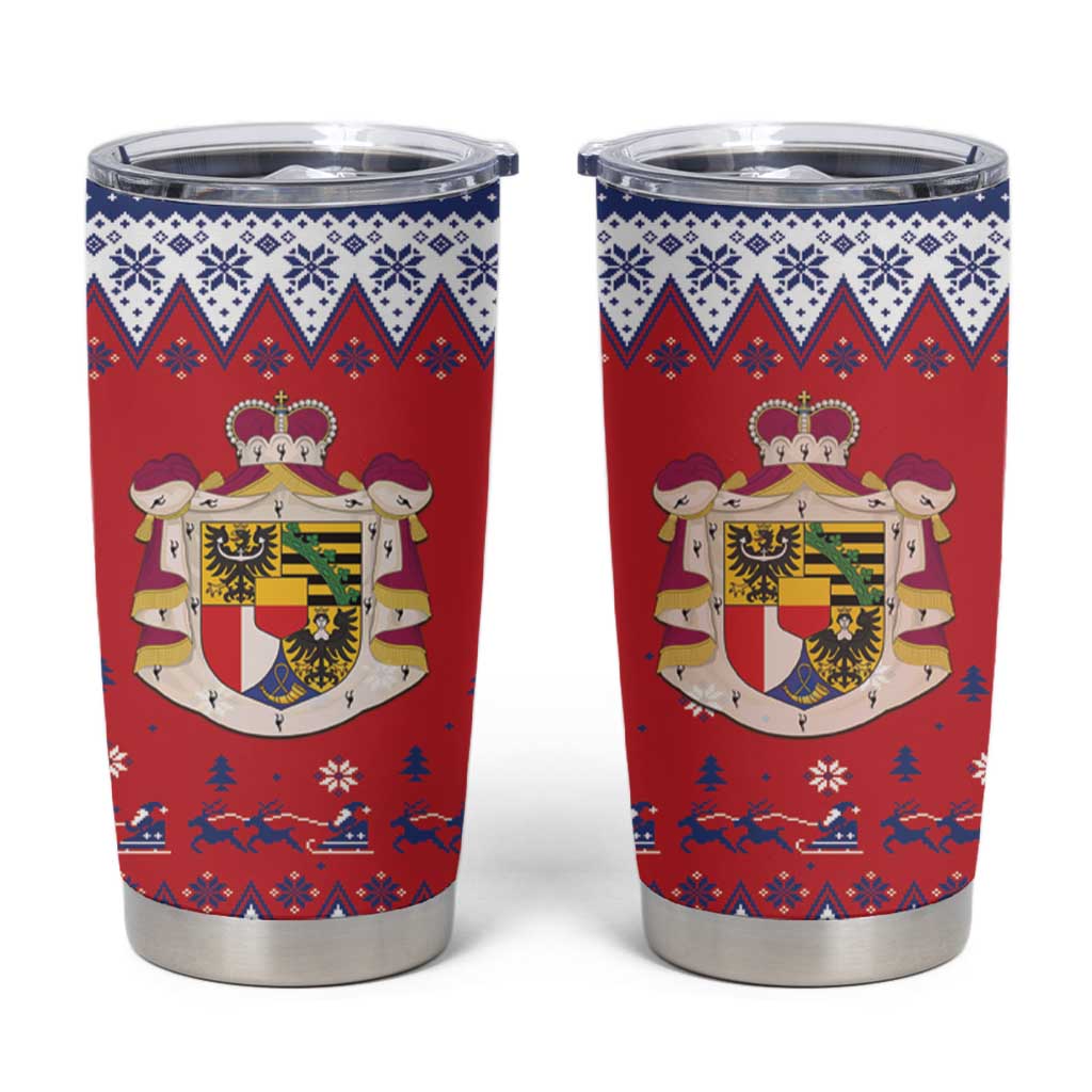 Liechtenstein Christmas Tumbler Cup Coat Of Arms Frohe Weihnachten - Wonder Print Shop