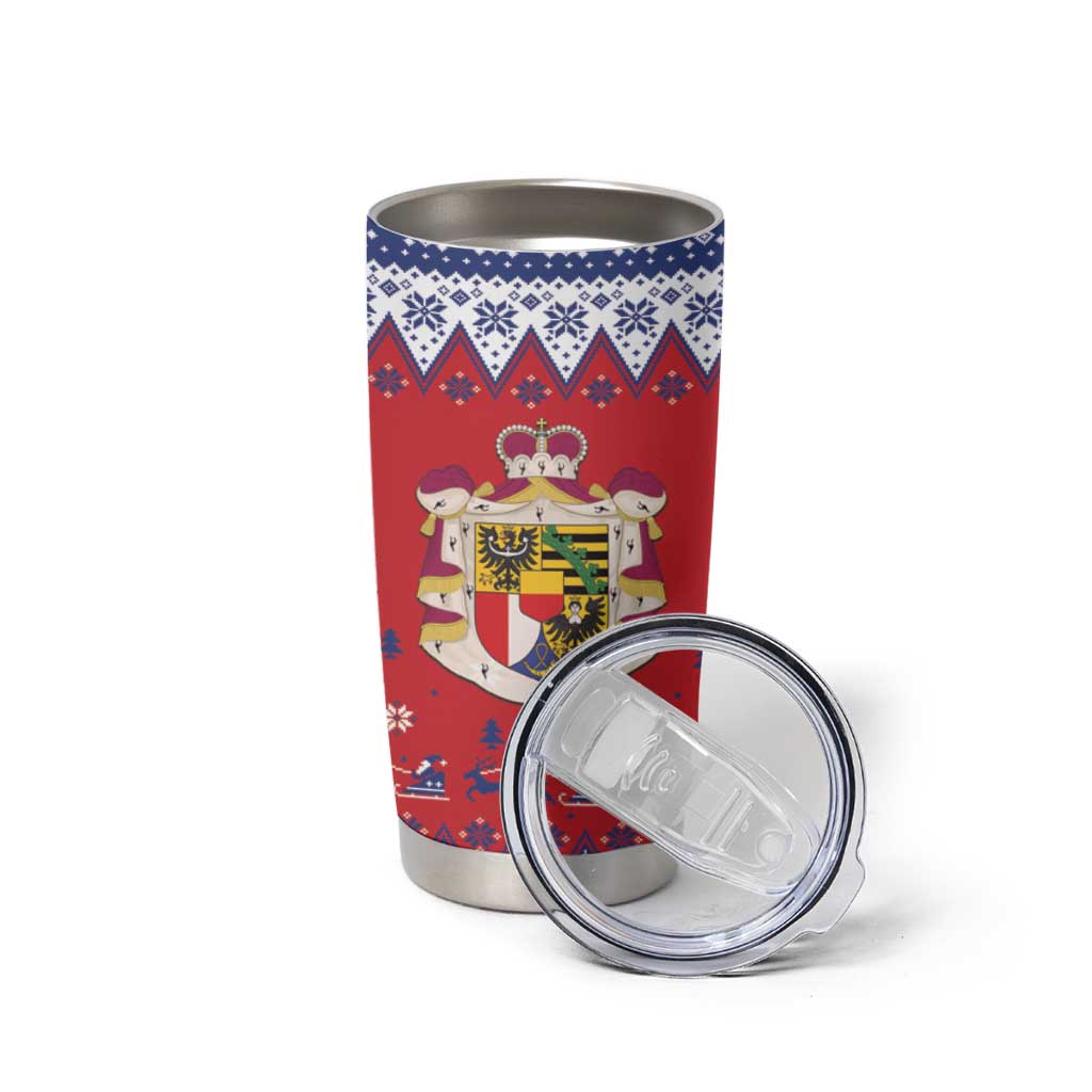 Liechtenstein Christmas Tumbler Cup Coat Of Arms Frohe Weihnachten - Wonder Print Shop
