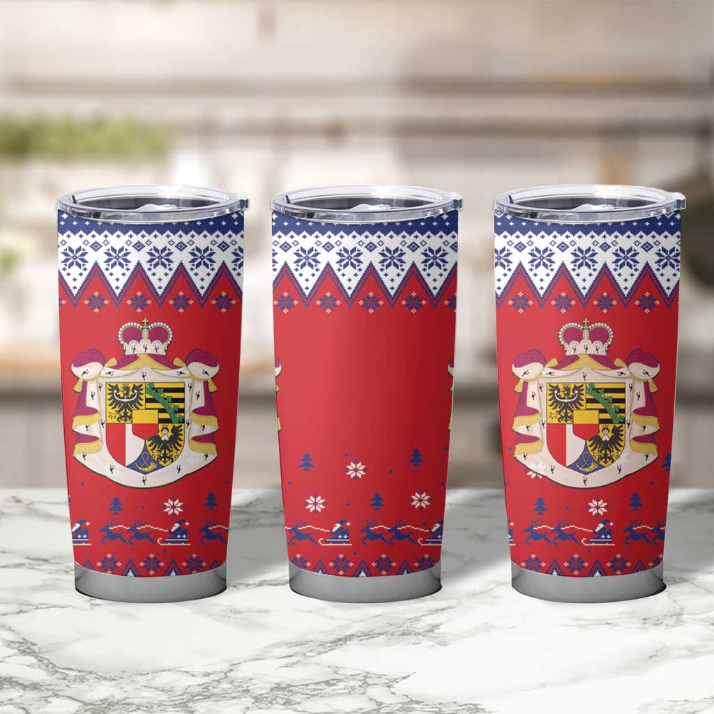 Liechtenstein Christmas Tumbler Cup Coat Of Arms Frohe Weihnachten - Wonder Print Shop
