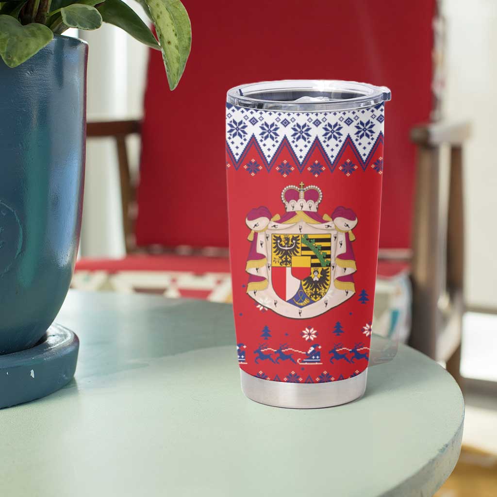 Liechtenstein Christmas Tumbler Cup Coat Of Arms Frohe Weihnachten - Wonder Print Shop