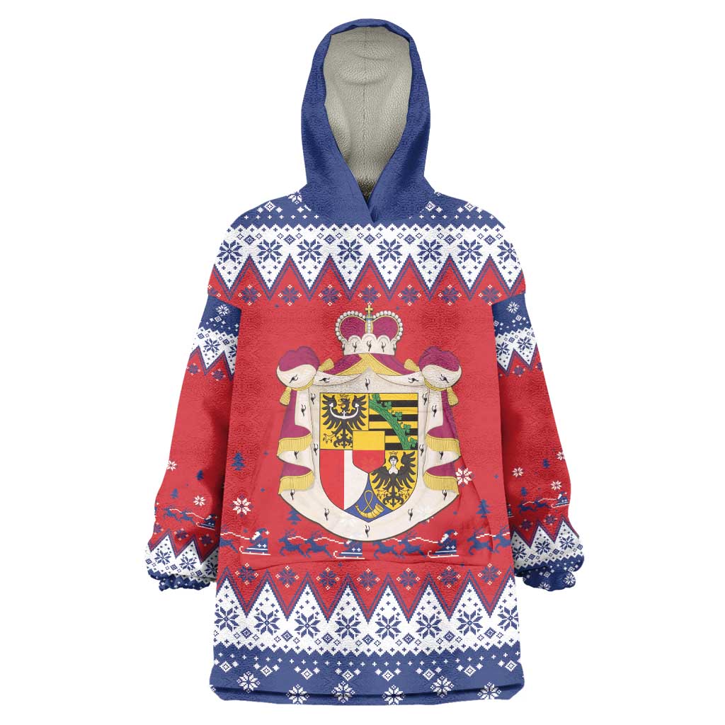 Liechtenstein Christmas Wearable Blanket Hoodie Coat Of Arms Frohe Weihnachten - Wonder Print Shop
