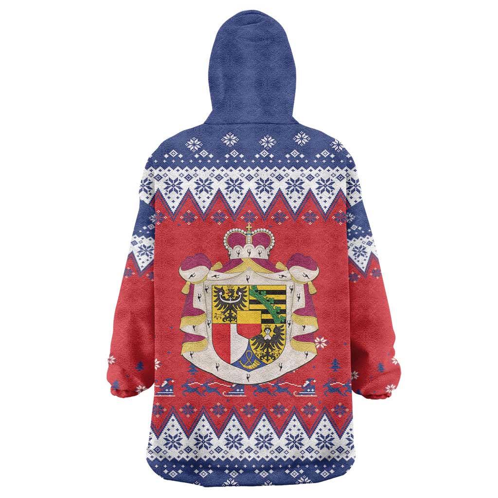 Liechtenstein Christmas Wearable Blanket Hoodie Coat Of Arms Frohe Weihnachten - Wonder Print Shop
