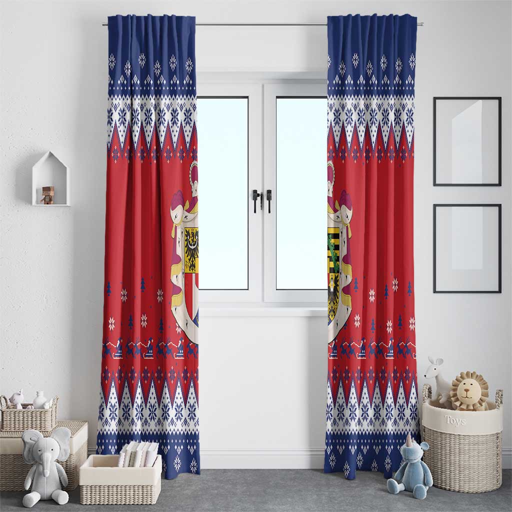 Liechtenstein Christmas Window Curtain Coat Of Arms Frohe Weihnachten - Wonder Print Shop