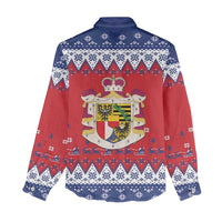 Liechtenstein Christmas Women Casual Shirt Coat Of Arms Frohe Weihnachten - Wonder Print Shop