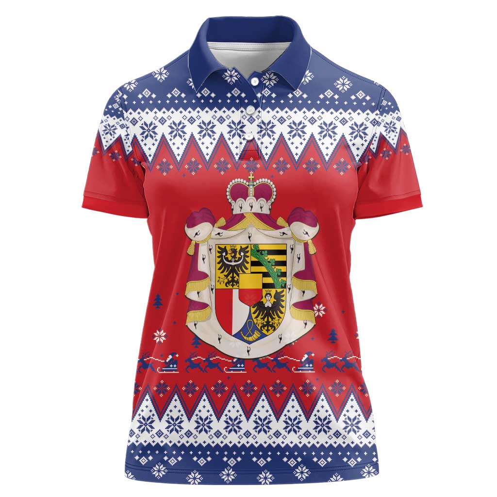 Liechtenstein Christmas Women Polo Shirt Coat Of Arms Frohe Weihnachten - Wonder Print Shop