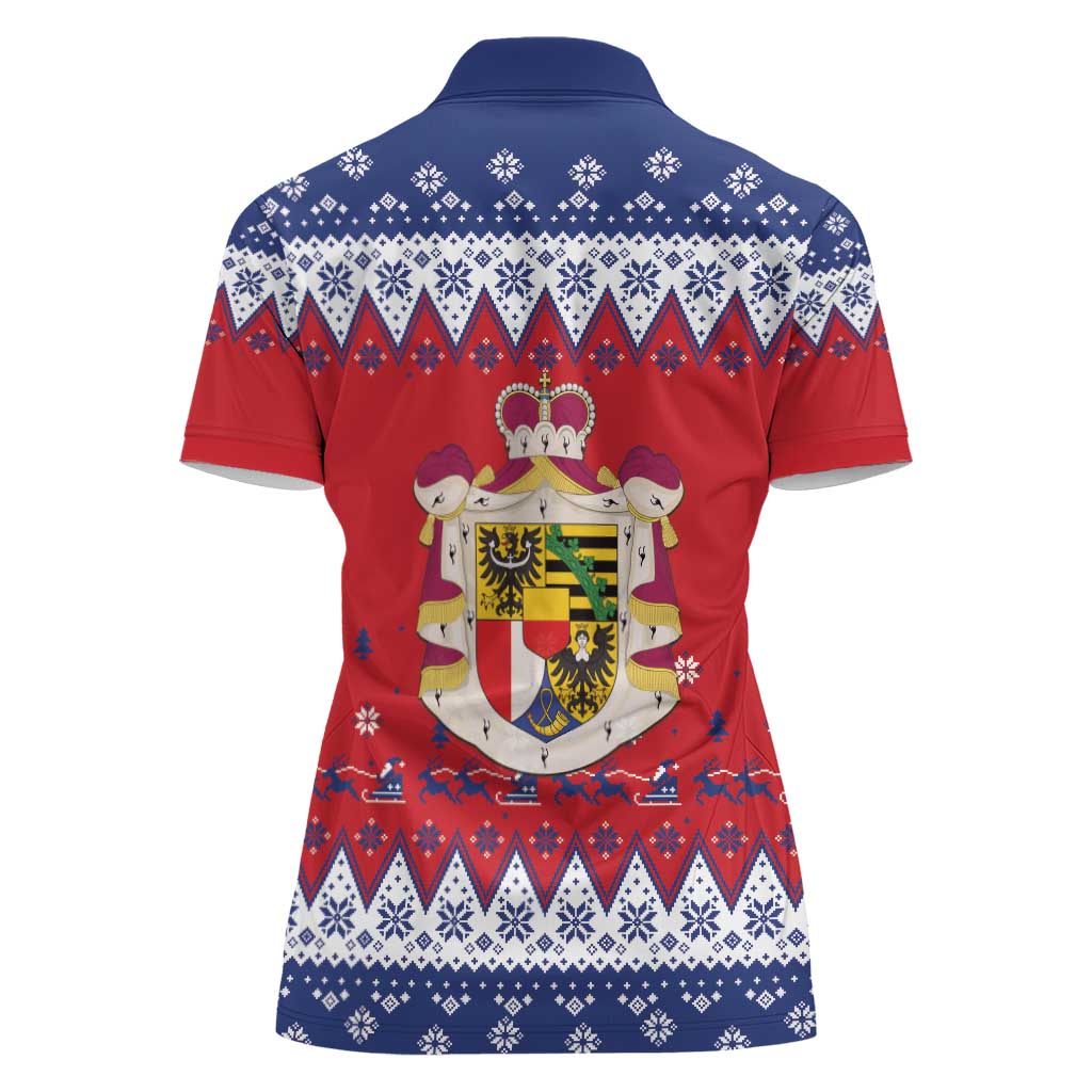 Liechtenstein Christmas Women Polo Shirt Coat Of Arms Frohe Weihnachten - Wonder Print Shop