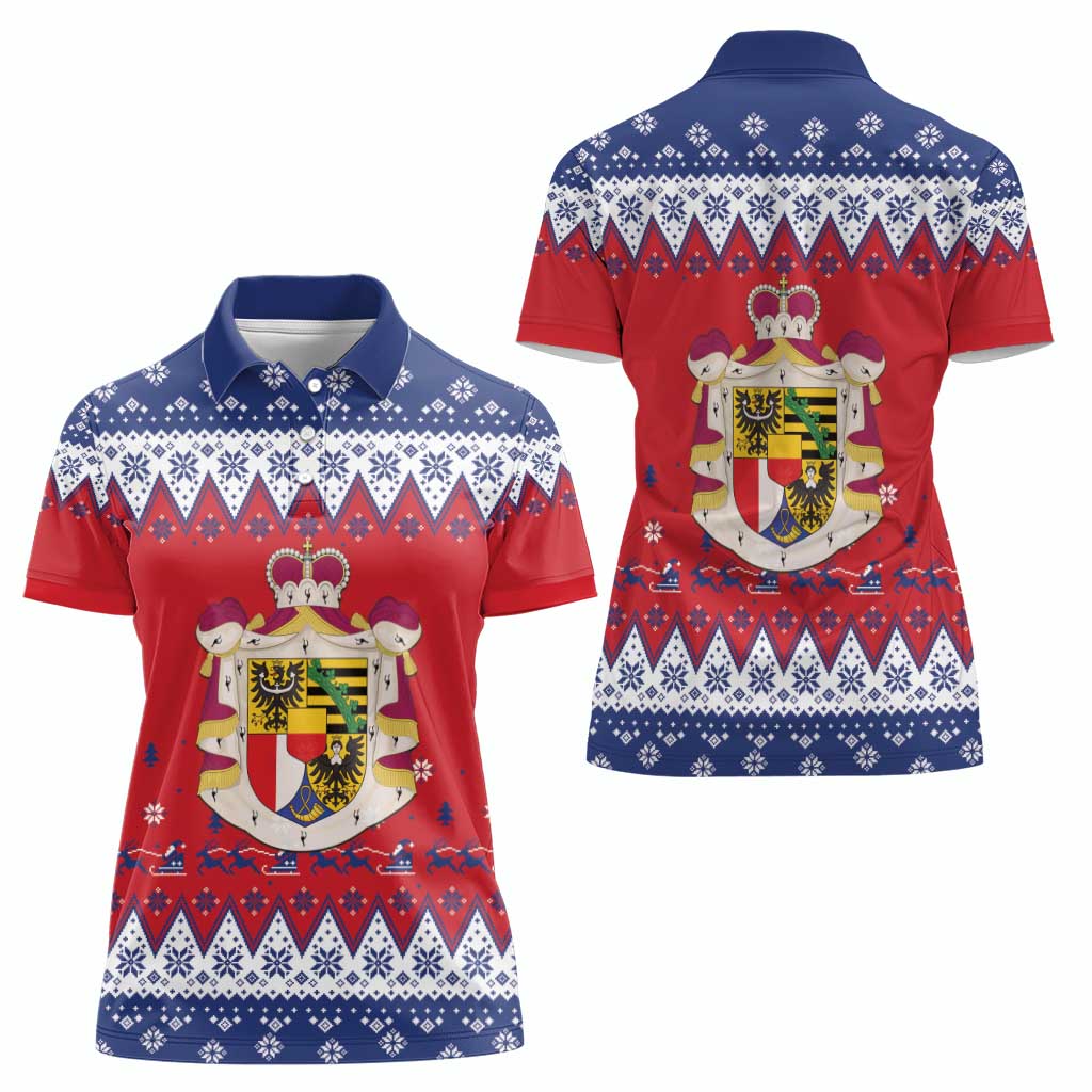 Liechtenstein Christmas Women Polo Shirt Coat Of Arms Frohe Weihnachten - Wonder Print Shop