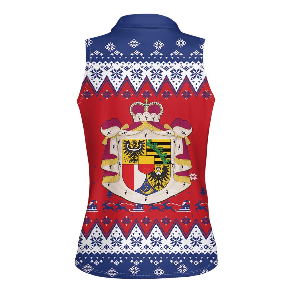 Liechtenstein Christmas Women Sleeveless Polo Shirt Coat Of Arms Frohe Weihnachten - Wonder Print Shop