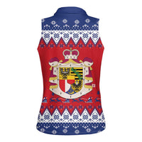 Liechtenstein Christmas Women Sleeveless Polo Shirt Coat Of Arms Frohe Weihnachten - Wonder Print Shop