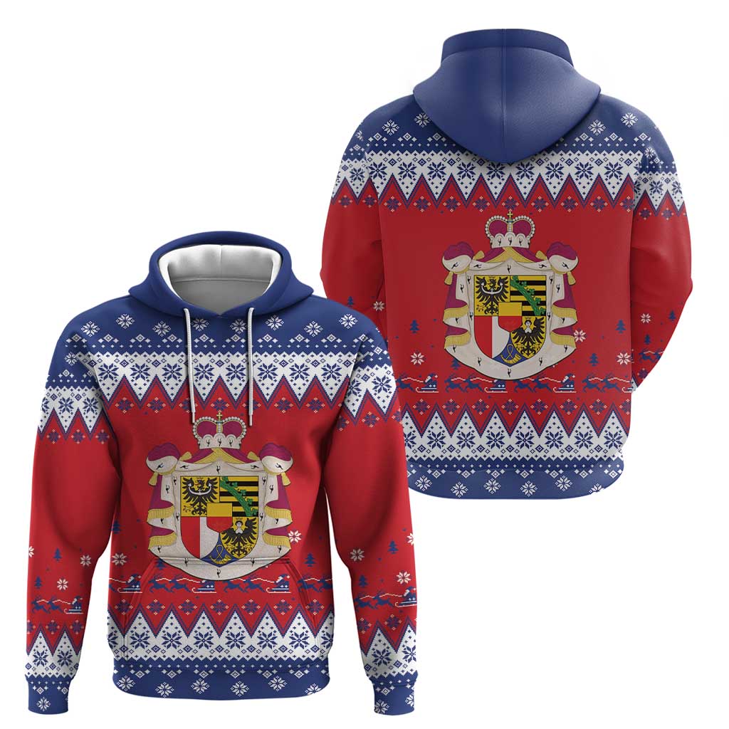 Liechtenstein Christmas Zip Hoodie Coat Of Arms Frohe Weihnachten - Wonder Print Shop