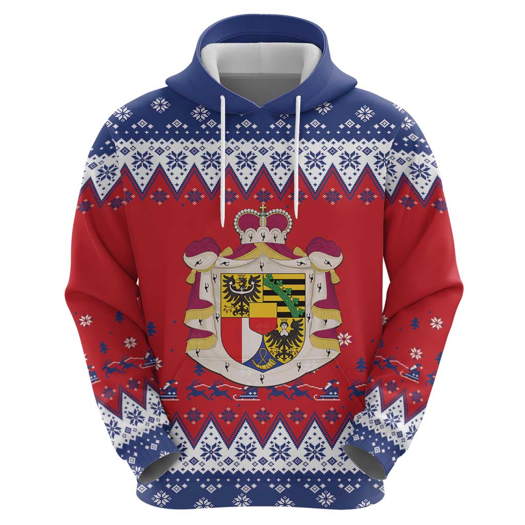 Liechtenstein Christmas Zip Hoodie Coat Of Arms Frohe Weihnachten - Wonder Print Shop
