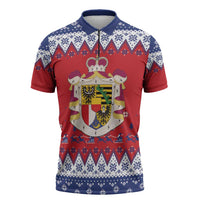 Liechtenstein Christmas Zipper Polo Shirt Coat Of Arms Frohe Weihnachten - Wonder Print Shop