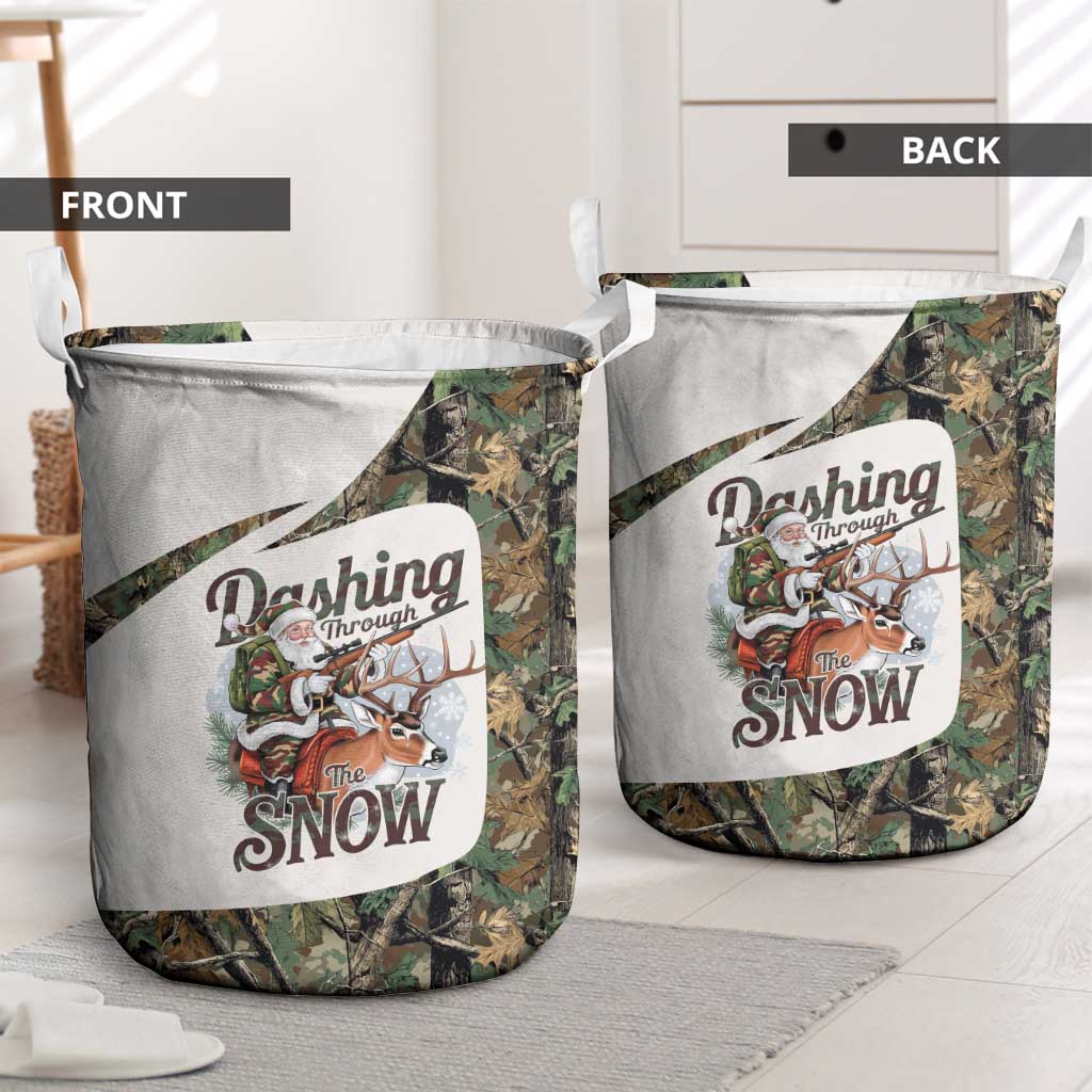 Santa Deer Hunting Christmas Laundry Basket Hunting Camouflage Patterns - Wonder Print Shop