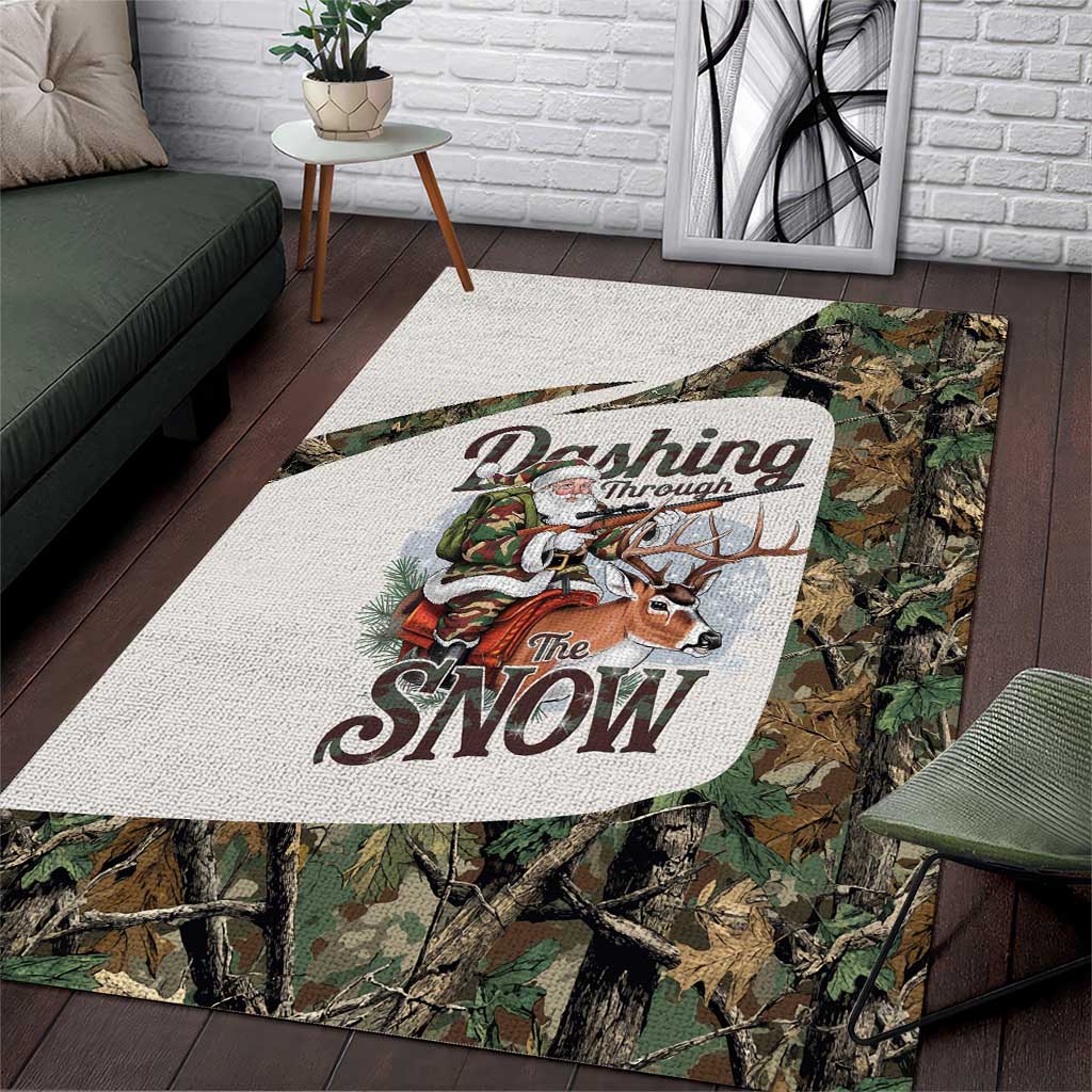 Santa Deer Hunting Christmas Area Rug Hunting Camouflage Patterns - Wonder Print Shop